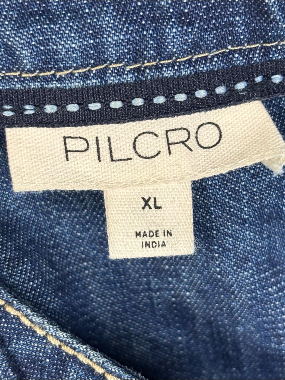 Pilcro Anthropologie Linden Denim Pleated Cinched Waisted Short Sleeve Shirt XL - Picture 6 of 8